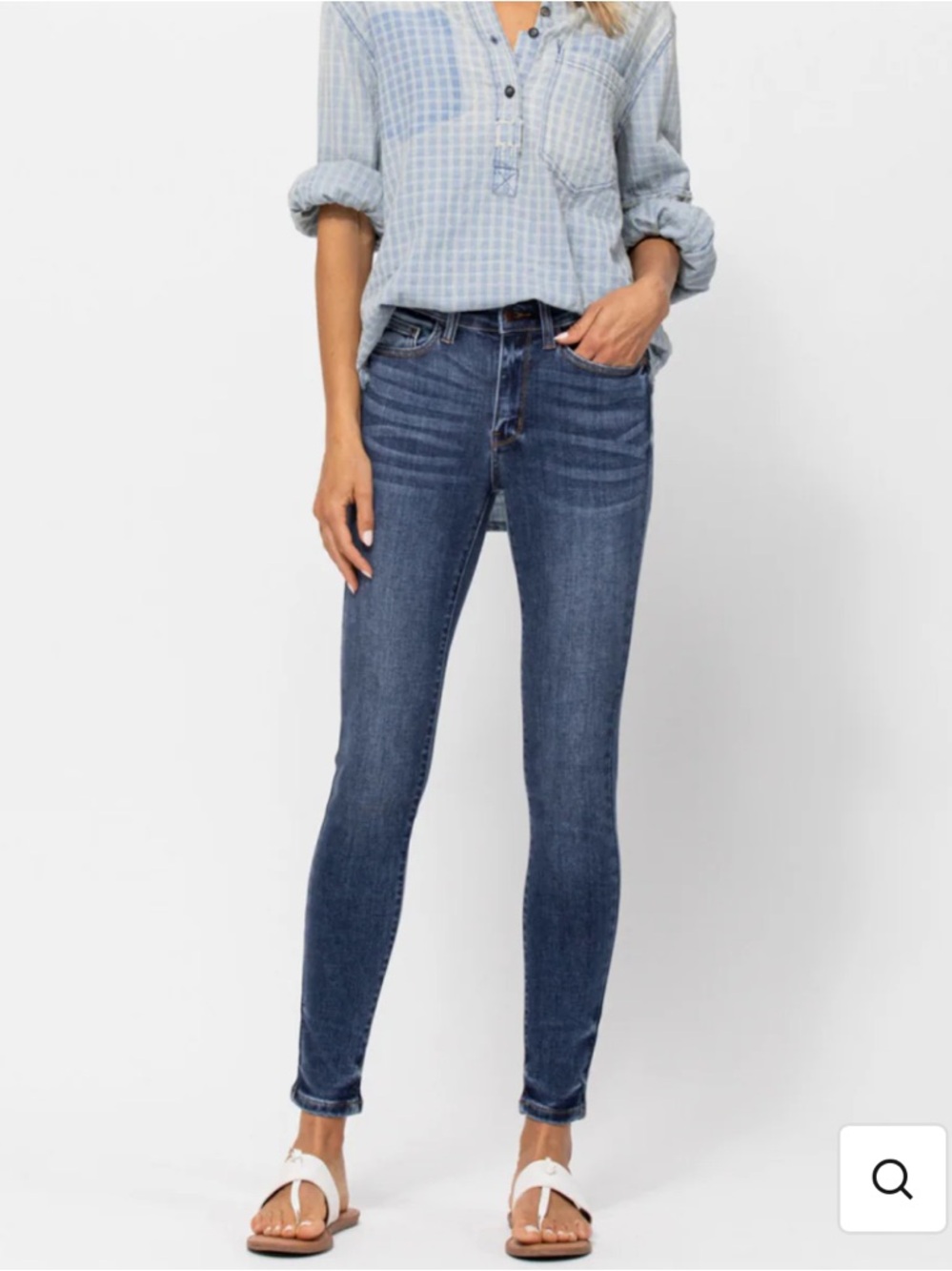 JUDY BLUE skinny fit jeans 5 pockets zip fly whiskering & fading blue size 28